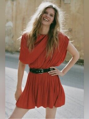 ZARA RED ASYMMETRIC BELTED SHORT DRESS ❤️❤️❤️